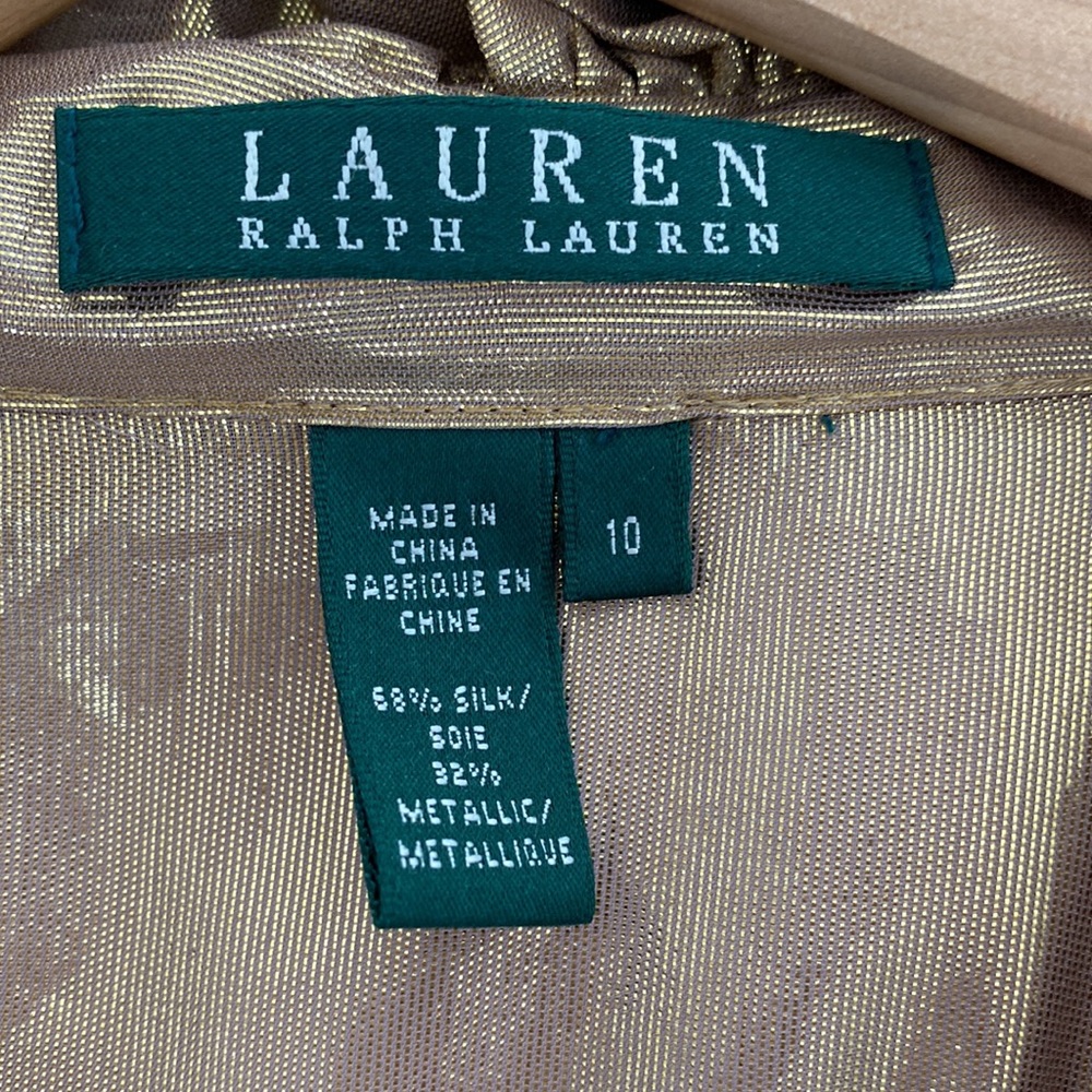 LAUREN RALPH LAUREN Gold Ruffle Sleeveless Blouse RAJ Fashion 1 Indian Gold NWT - Picture 6 of 8